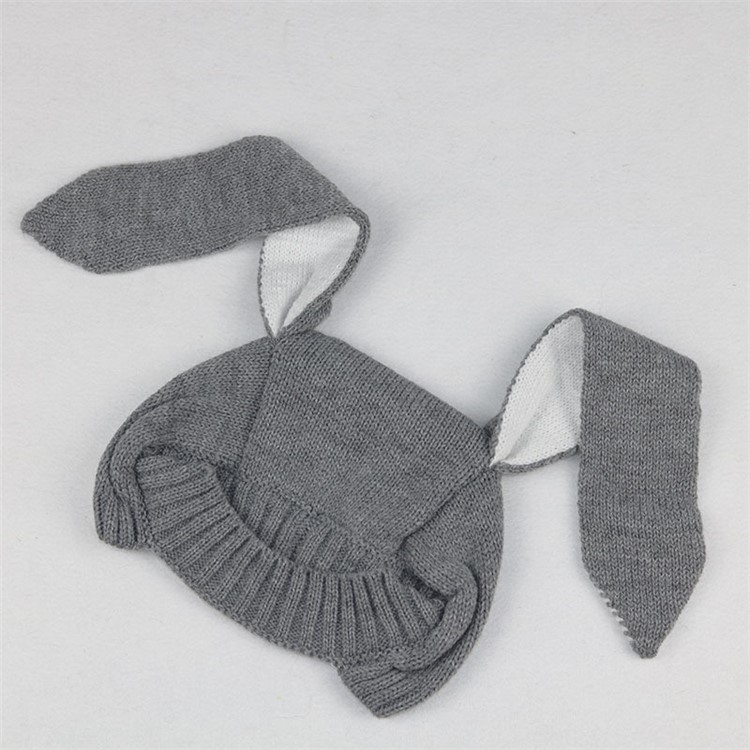 Spring Winter Warm Lovely Knit Rabbit Ears Baby Hat - Grey-9