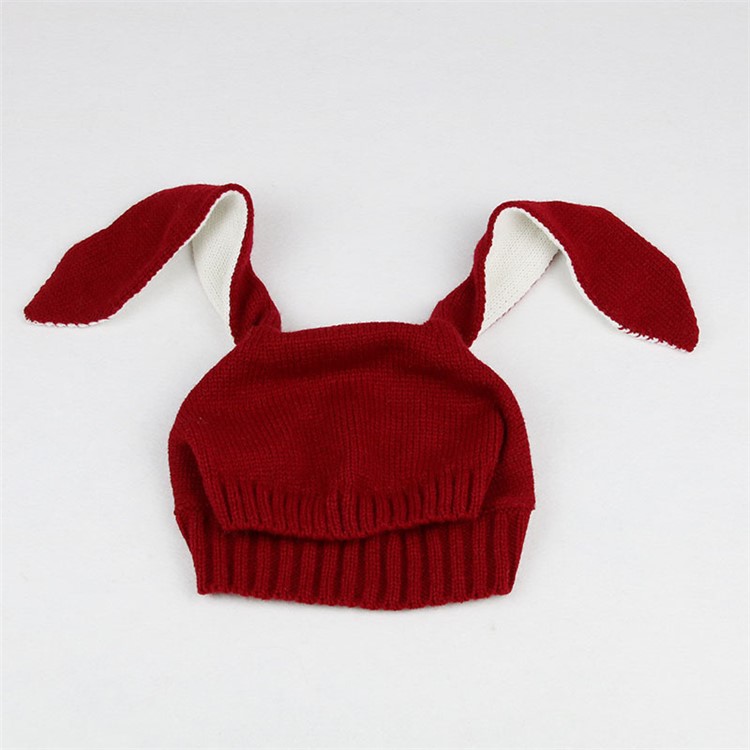 Spring Winter Warm Cute Knit Rabbit Ears Hat for Baby - Wine Red-1