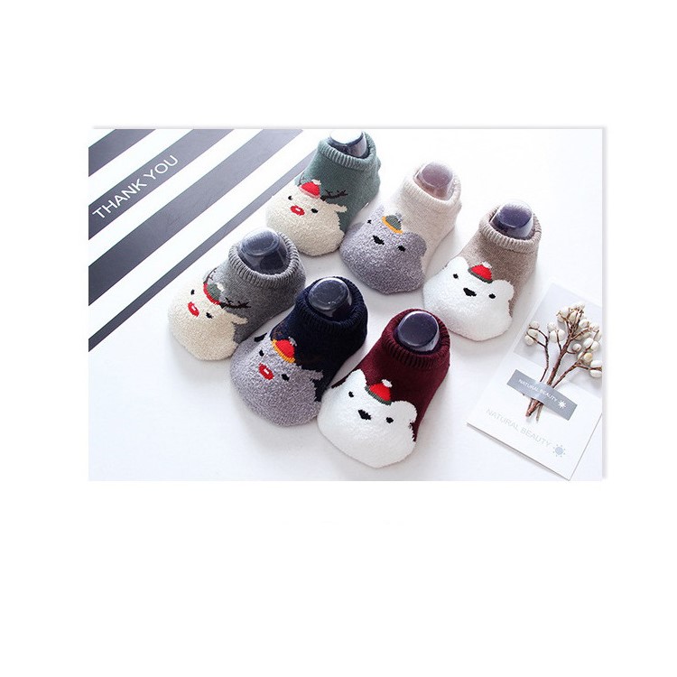 6Pairs/Set Baby Cute Christmas Socks Toddler Warm Non-slip Socks - Size: M-1