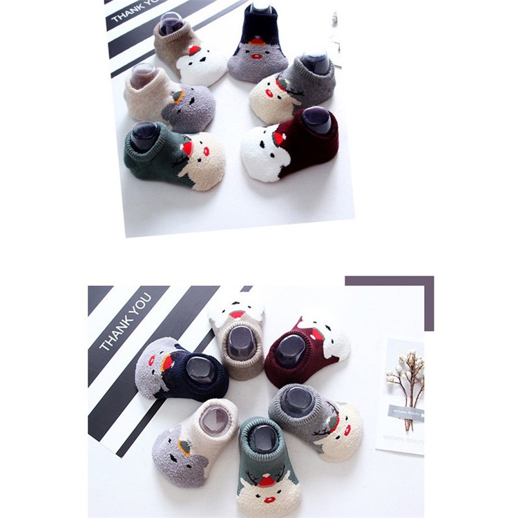 6Pairs/Set Baby Cute Christmas Socks Toddler Warm Non-slip Socks - Size: M-2