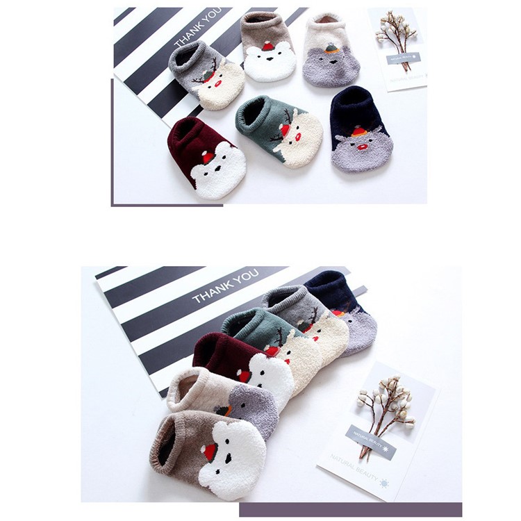 6Pairs/Set Baby Cute Christmas Socks Toddler Warm Non-slip Socks - Size: M-3