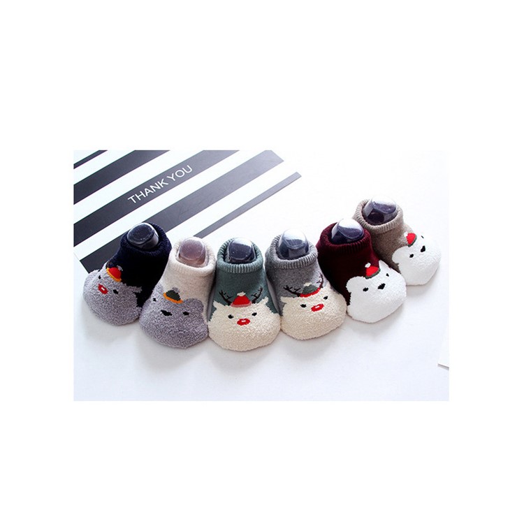 6Pairs/Set Baby Cute Christmas Socks Toddler Warm Non-slip Socks - Size: M-4