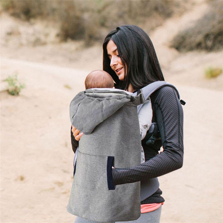 Ergonomic Front Baby Infant Hoodie Carrier Toddler with Front Pocket - Grey-1