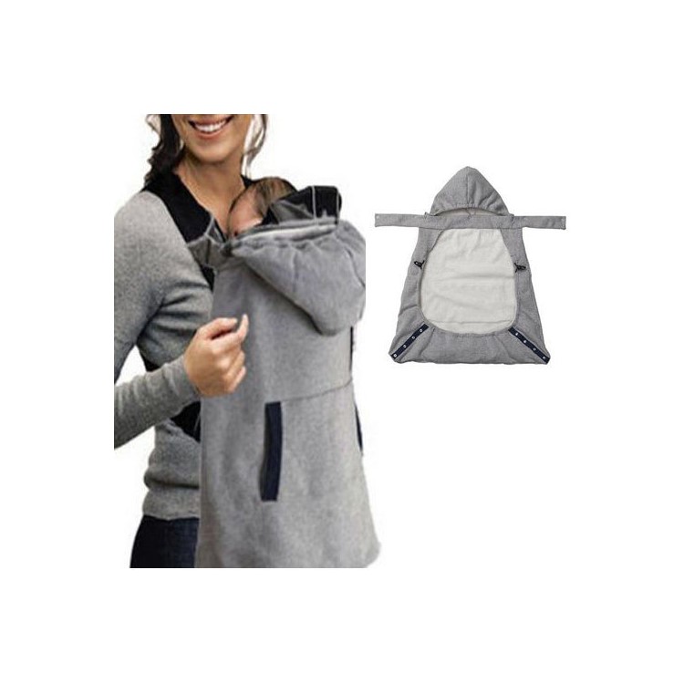 Ergonomic Front Baby Infant Hoodie Carrier Toddler with Front Pocket - Grey-3