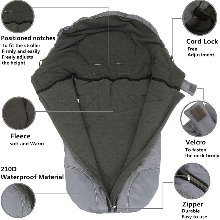 Outdoor Tour Waterproof Baby Stroller Sleeping Bag Warm Footmuff - Grey-3
