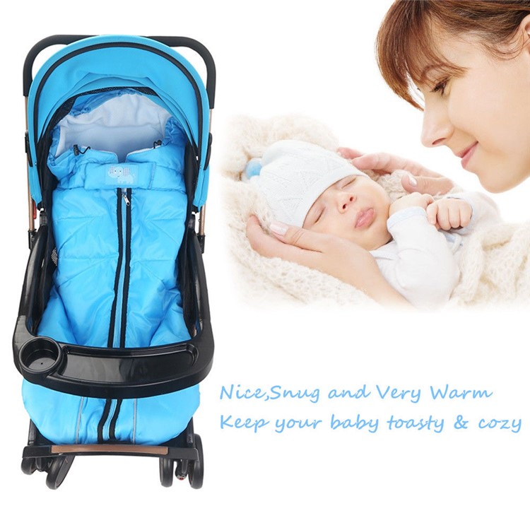 Outdoor Waterproof Kids Baby Stroller Sleeping Bag Warm Pad Footmuff - Blue-5