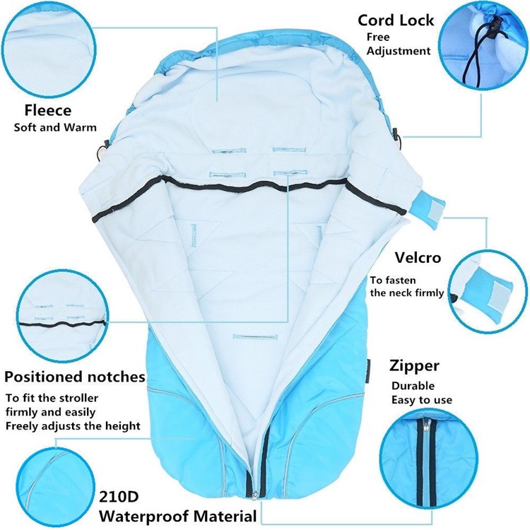 Outdoor Waterproof Kids Baby Stroller Sleeping Bag Warm Pad Footmuff - Blue-7