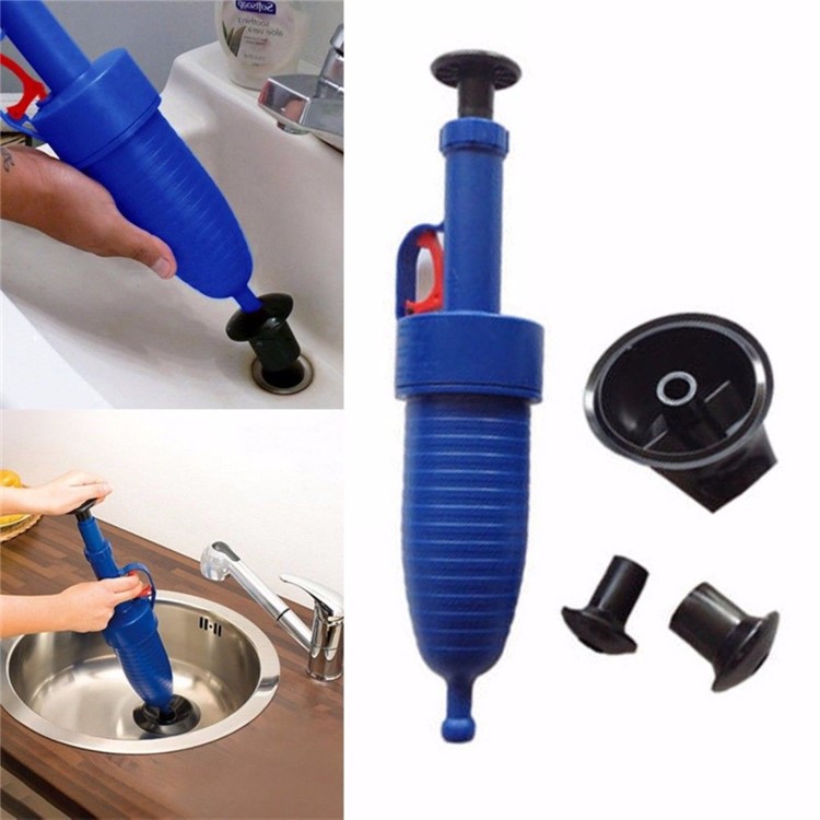 Air Pressure Pump Unclogs Toilet Bathtub Kitchen Floor Drain Cleaning Tool with 3 Suckers-2