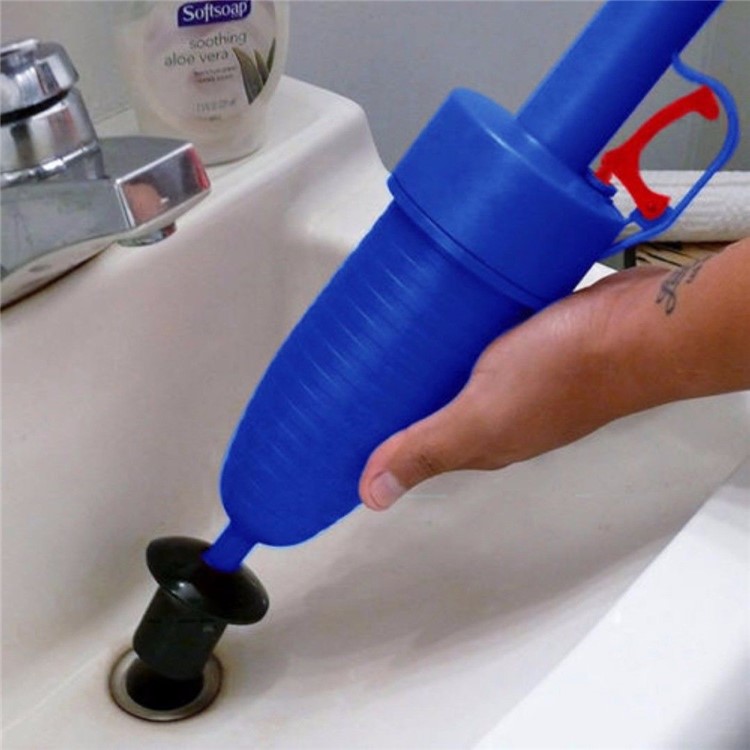 Air Pressure Pump Unclogs Toilet Bathtub Kitchen Floor Drain Cleaning Tool with 3 Suckers-4