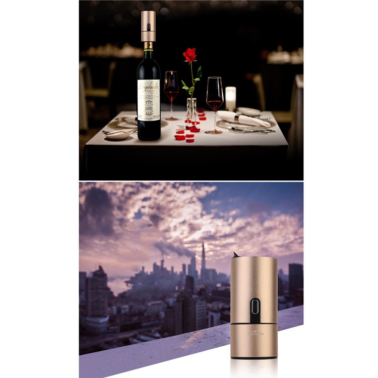 STAR COMPASS Unique Multi-functional Cocktail Shaker Portable Wine Decanter Beer Bubbler - Champagne Gold Color-3