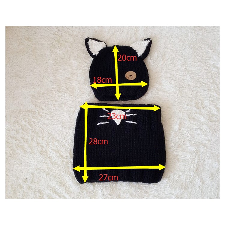 Winter Kids Warm Fox Animal Hats Knitted Coif Hood Scarf Beanies - Black-12