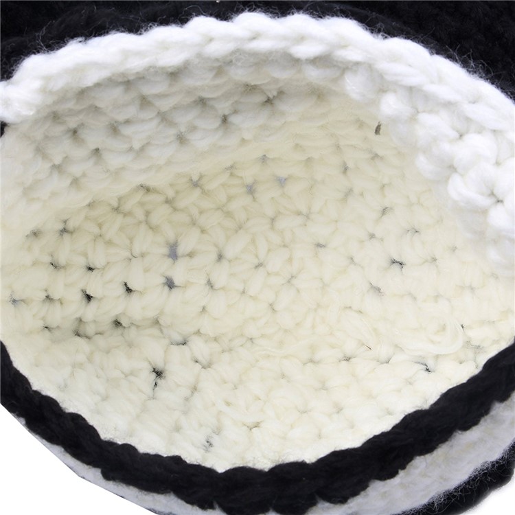 Cute Panda Winter Hand Knitted Hat with Integral Scarf for Children-4