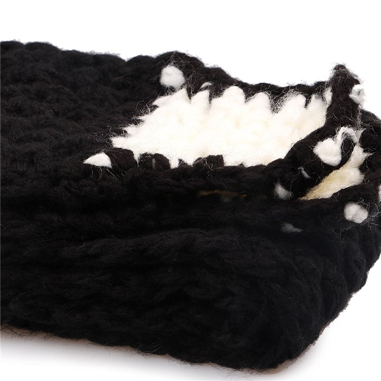 Cute Panda Winter Hand Knitted Hat with Integral Scarf for Children-7