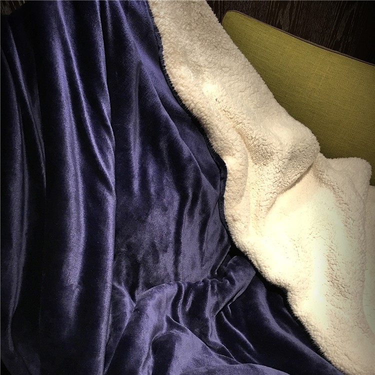 Thickened Sherpa Throw Luxury Blanket Reversible Fuzzy Microfiber All Season Blanket for Bed or Couch, Size 150 x 200cm - Dark Blue-4
