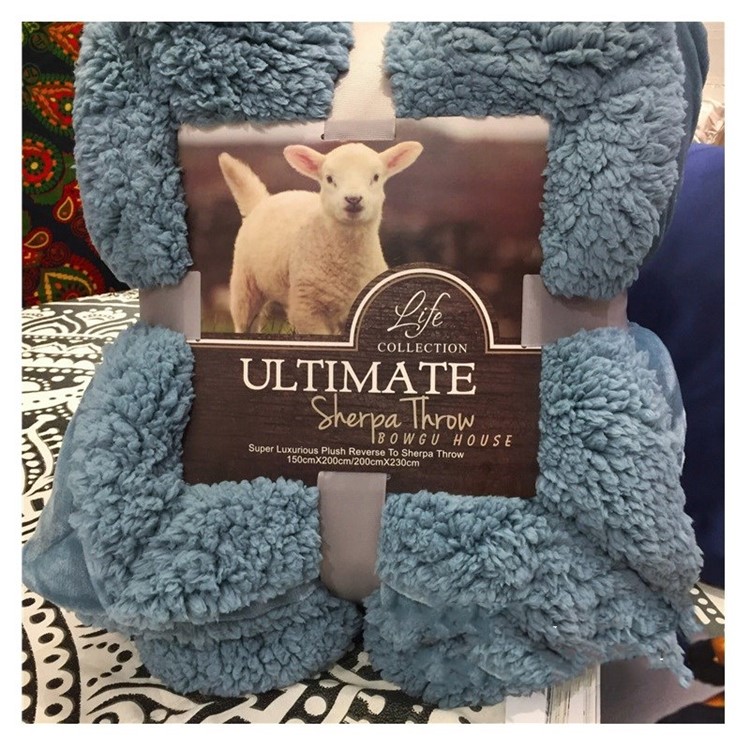 Pure Color Sherpa Throw Luxury Blanket Reversible Fuzzy Microfiber All Season Blanket for Bed or Couch, Size 150 x 200cm - Peacock Blue-1
