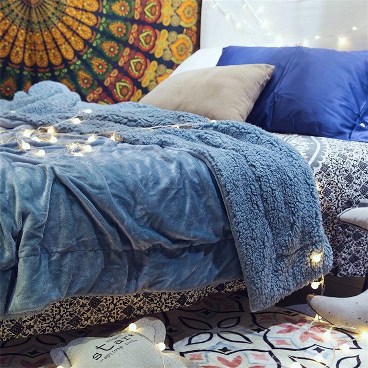 Pure Color Sherpa Throw Luxury Blanket Reversible Fuzzy Microfiber All Season Blanket for Bed or Couch, Size 150 x 200cm - Peacock Blue-5