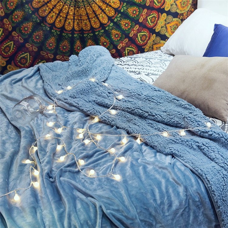 Pure Color Sherpa Throw Luxury Blanket Reversible Fuzzy Microfiber All Season Blanket for Bed or Couch, Size 150 x 200cm - Peacock Blue-6
