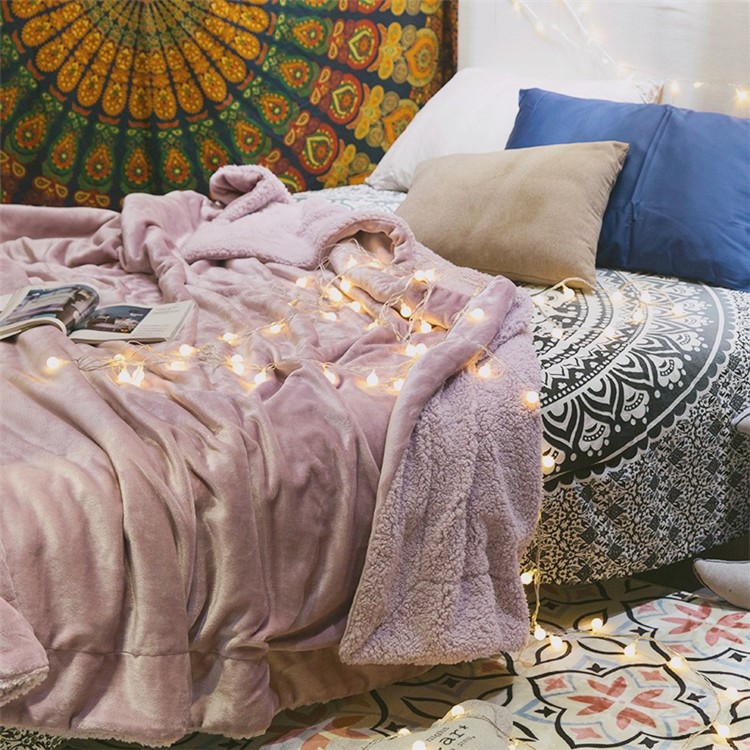 Thickened Sherpa Throw Luxury Blanket Reversible Fuzzy Microfiber Blanket for Bed or Couch, Size 150 x 200cm - Deep Pink-2