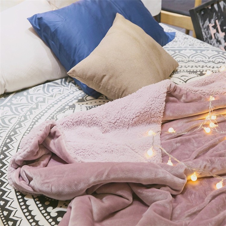 Thickened Sherpa Throw Luxury Blanket Reversible Fuzzy Microfiber Blanket for Bed or Couch, Size 150 x 200cm - Deep Pink-5