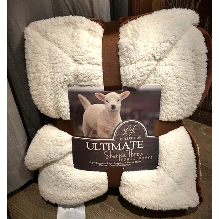 Berber Fleece Throw Luxury Blanket Reversible Fuzzy Microfiber All Season Blanket for Bed or Couch, Size 150 x 200cm - Coffee-1