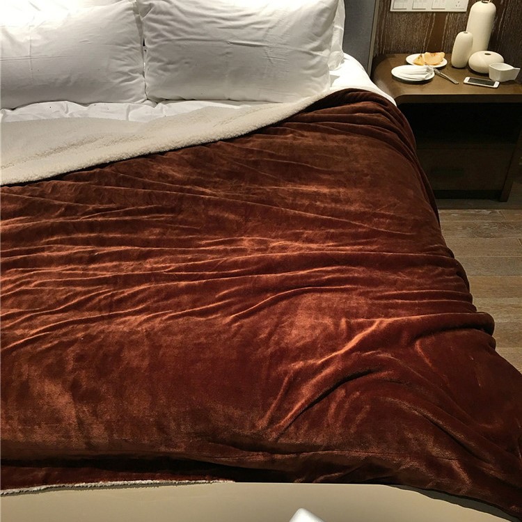 Berber Fleece Throw Luxury Blanket Reversible Fuzzy Microfiber All Season Blanket for Bed or Couch, Size 150 x 200cm - Coffee-2