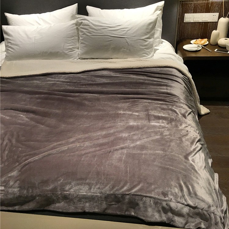 Sherpa Throw Luxury Blanket Reversible Fuzzy Microfiber Warm Blanket for Bed or Couch, Size 150 x 200cm - Light Grey-2