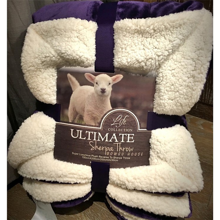Soft Cozy Sherpa Throw Luxury Blanket Reversible Fuzzy Microfiber All Season Blanket for Bed or Couch, Size 150 x 200cm - Purple-1