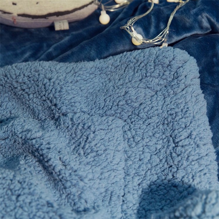 Soft Sherpa Throw Luxury Blanket Reversible Fuzzy Microfiber All Season Blanket for Bed or Couch, Size 150 x 200cm - Blue-3