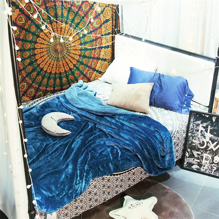 Soft Sherpa Throw Luxury Blanket Reversible Fuzzy Microfiber All Season Blanket for Bed or Couch, Size 150 x 200cm - Blue-4