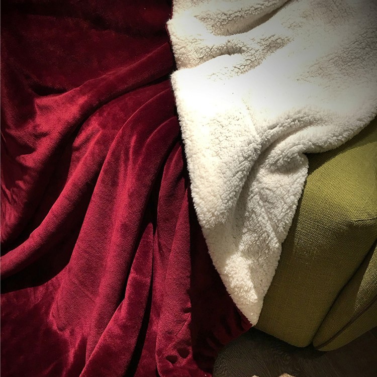 Comfortable Sherpa Throw Luxury Blanket Reversible Fuzzy Microfiber All Season Blanket for Bed or Couch, Size 150 x 200cm - Wine Red-4