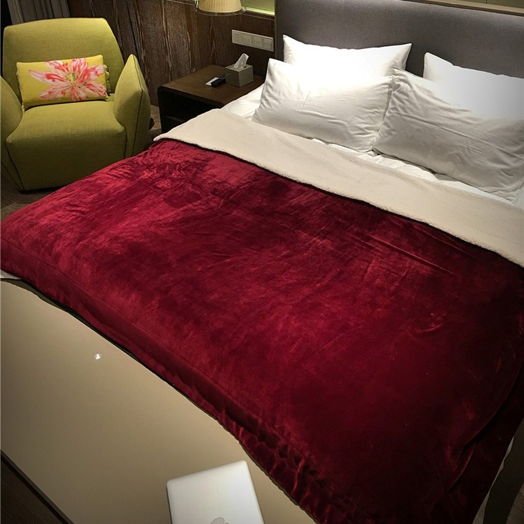 Comfortable Sherpa Throw Luxury Blanket Reversible Fuzzy Microfiber All Season Blanket for Bed or Couch, Size 150 x 200cm - Wine Red-5