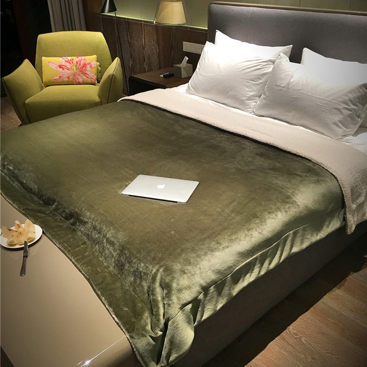 Sherpa Throw Luxury Blanket Reversible Fuzzy Microfiber All Season Woollen Blanket for Bed or Couch, Size 150 x 200cm - Green-6
