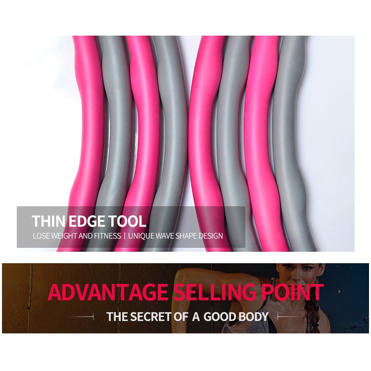 Fitness Exercise Workout GYM Professional Wave Weighted Hula Hoop - Pink-7