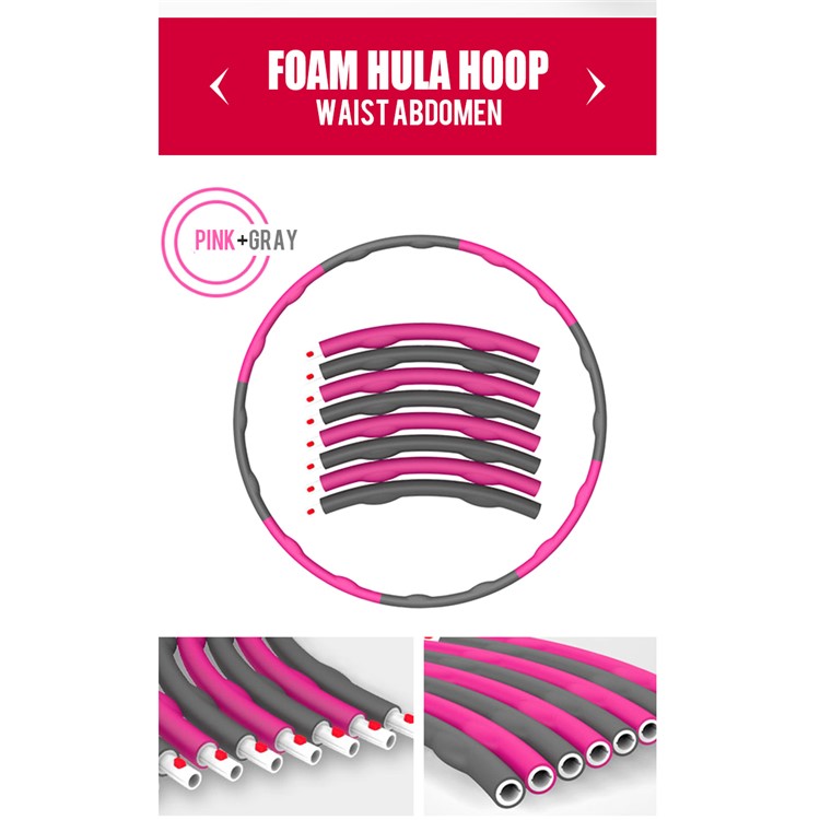 Fitness Exercise Workout GYM Professional Wave Weighted Hula Hoop - Pink-8