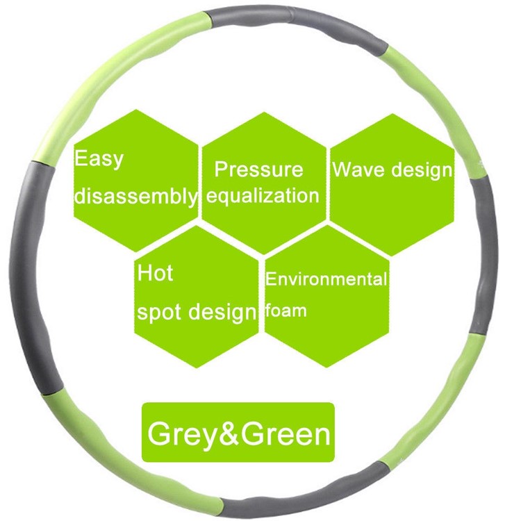 Fitness Exercise Workout GYM Professional Foamed Wave Weighted Hula Hoop - Green-1