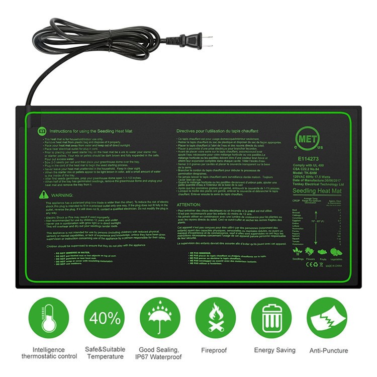 Seedling Heat Mat Waterproof Plant Warm Mat, Size: 20 x 10 inch - EU Plug-1