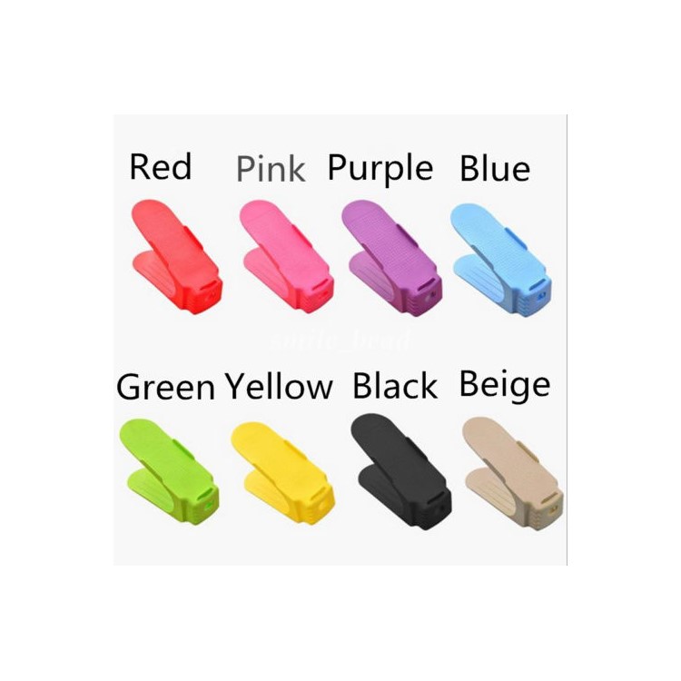 Double Layer Plastic Shoes Display Rack Space-Saving Shoes Storage Organizer Rack - Purple-2