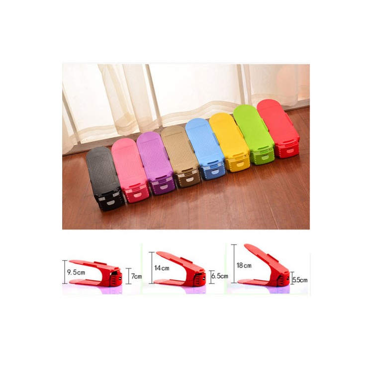Double Layer Plastic Shoes Display Rack Space-Saving Shoes Storage Organizer Rack - Purple-5