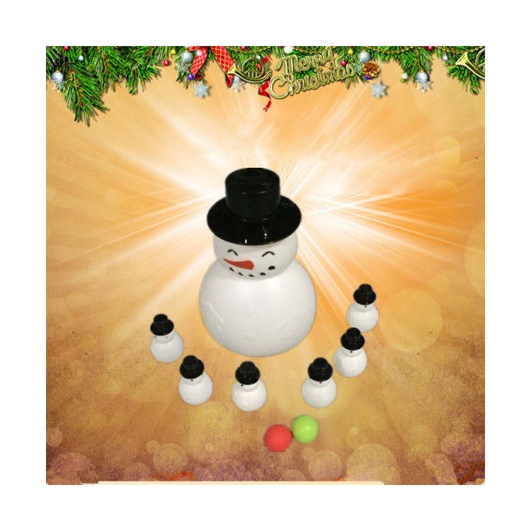 9 Pcs Christmas Decor Children Plastic Children's Snowman Bowling Game Toys Set-5