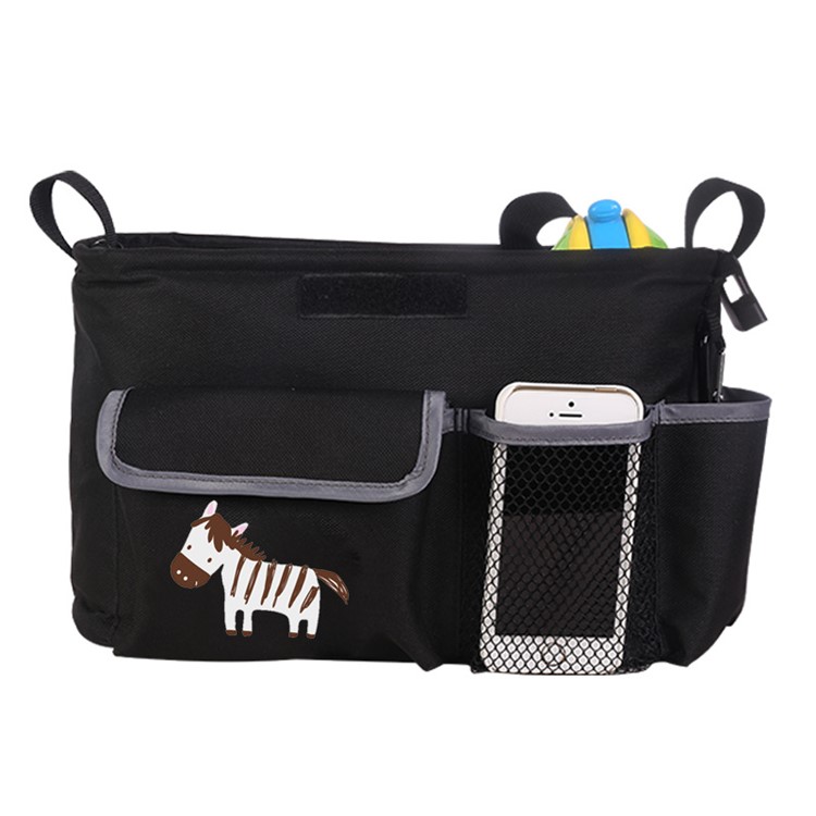 JOYREN Mummy Waterproof Stroller Accessories Baby Stroller Storage Bag - Black / Zebra-1
