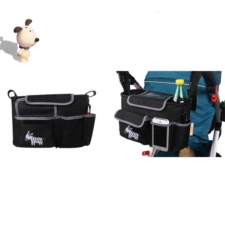 JOYREN Mummy Waterproof Stroller Accessories Baby Stroller Storage Bag - Black / Zebra-2