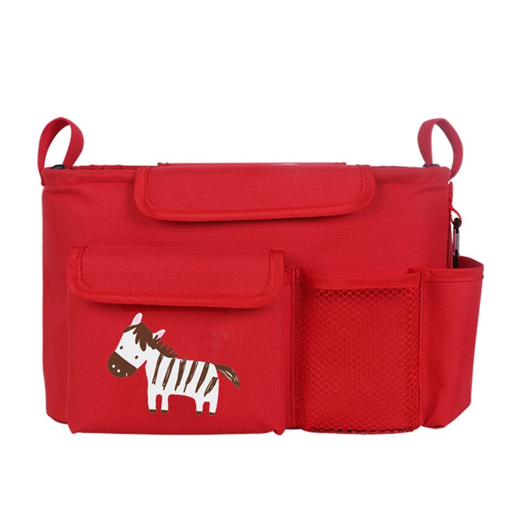 JOYREN Multifunction Mummy Waterproof Stroller Accessories Baby Stroller Organizer Storage Bag - Red / Zebra-1