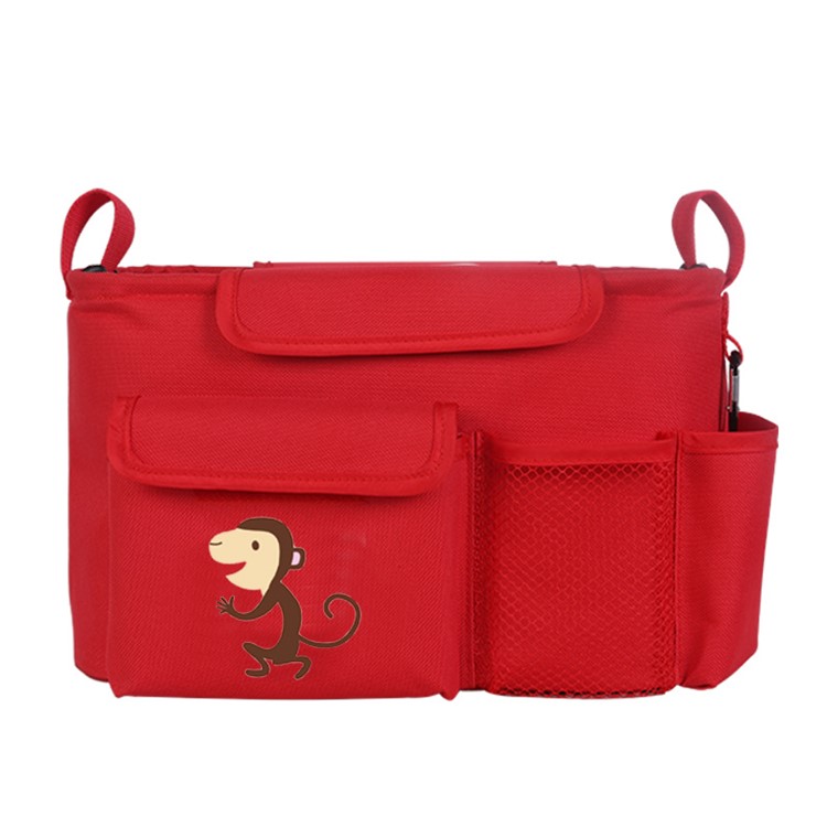 JOYREN Mummy Waterproof Stroller Accessories Baby Stroller Organizer Storage Bag - Red / Monkey-1