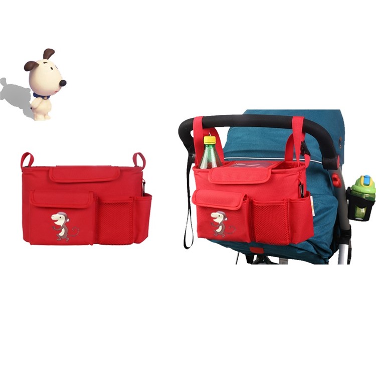 JOYREN Mummy Waterproof Stroller Accessories Baby Stroller Organizer Storage Bag - Red / Monkey-2