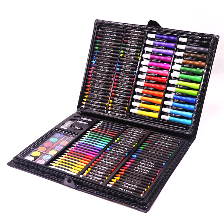 168Pcs/Set Kid's Art Painting Sets Drawing Set Water Color Pen Crayon Drawing Tool for Beginners - Black-9