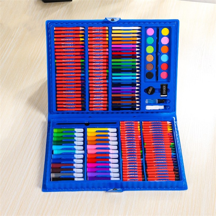 168Pcs/Set Art Painting Sets for Kids Drawing Set Water Color Pen Crayon Drawing Tool for Beginners - Blue-3