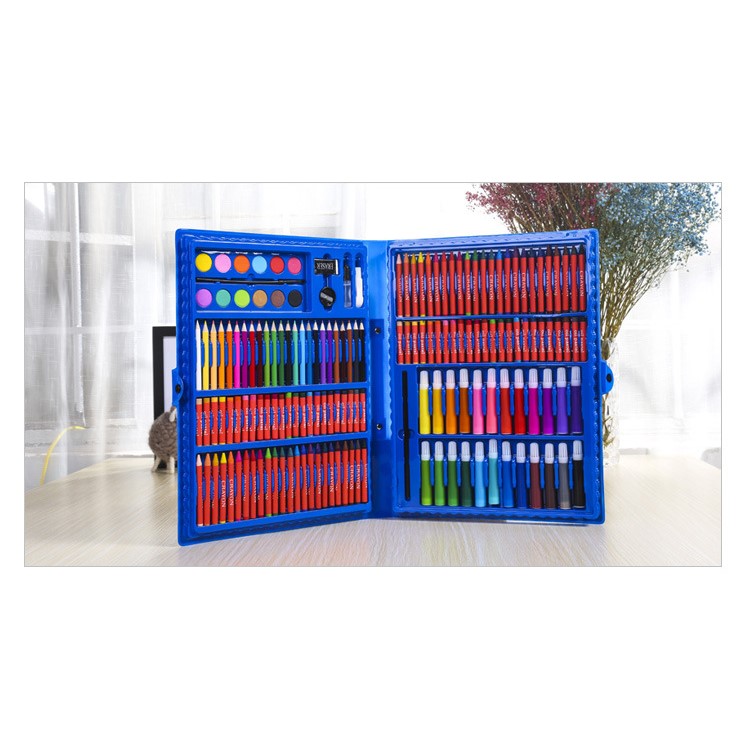 168Pcs/Set Art Painting Sets for Kids Drawing Set Water Color Pen Crayon Drawing Tool for Beginners - Blue-4