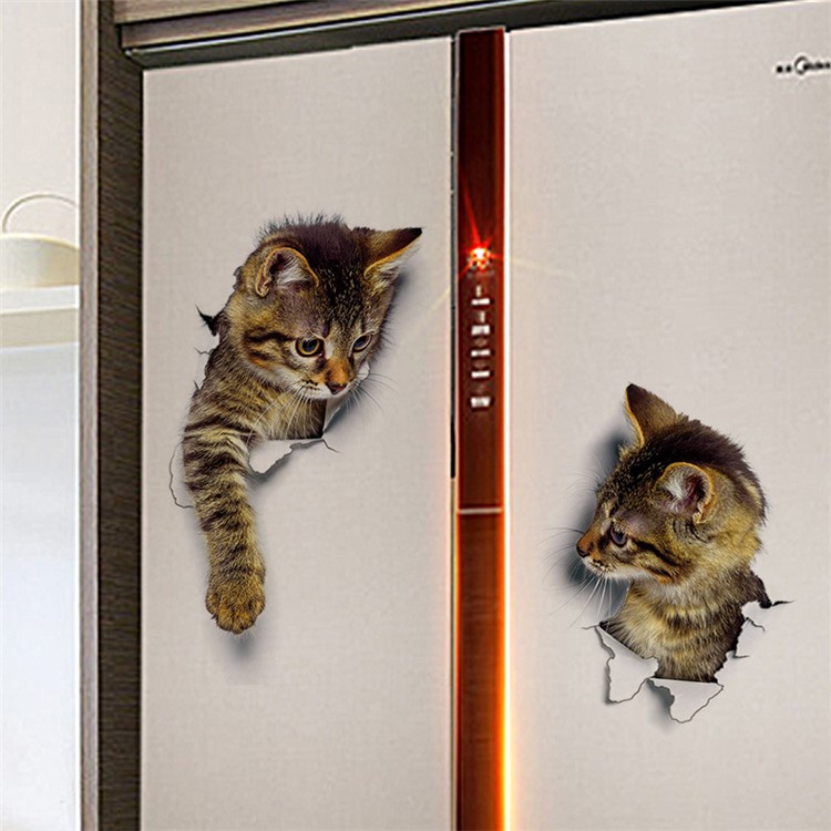 3D Cat Pattern Toilet Seat Sticker Living Room Bedroom Removable Wall Decal - Style B-2