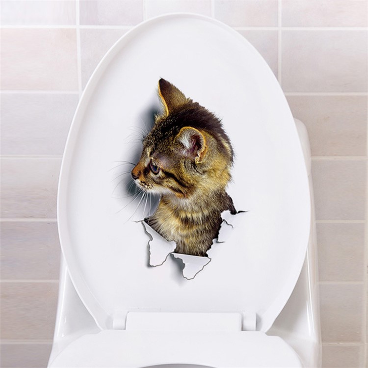 3D Cat Pattern Toilet Seat Sticker Removable Wall Sticker Living Room Bedroom Sticker - Style C-1
