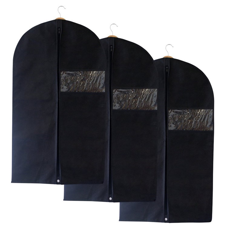 3PCS/Set Non-woven Fabric Black Garment Bag Dust Cover for Clothes-1